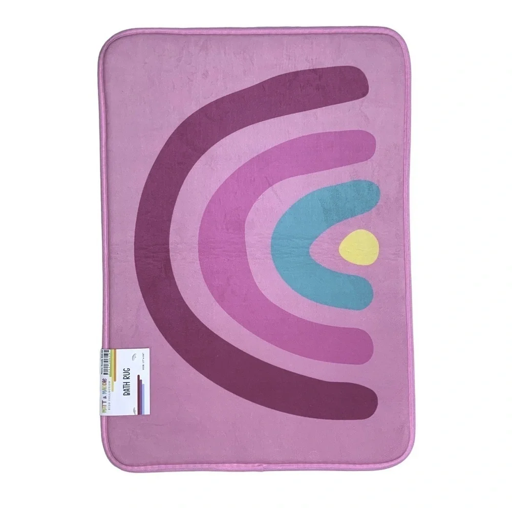 Matt & Maddie Rainbow Kids Bathroom Rug Memory Foam NonSlip Rectangle 17x24 In